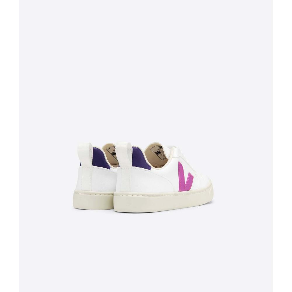 Kids' Veja V-10 LACES CWL Shoes White/Purple | ZA 793MQZ